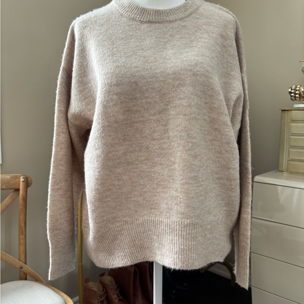 Matty M Soft Beige Crew Neck Sweater
